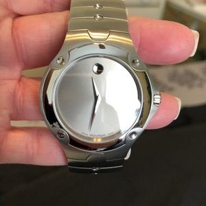 New Mens Movado Silver Authentic Faceless Watch